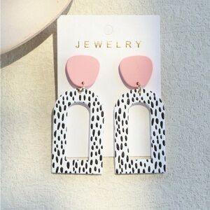 Women's Ins Design Vertical Polka Dot Printed Clay Texture Earrings